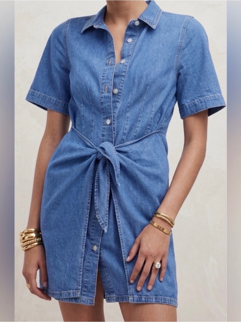 Madewell Denim Tie-Front Shirt Dress in Classic Indigo Blue
